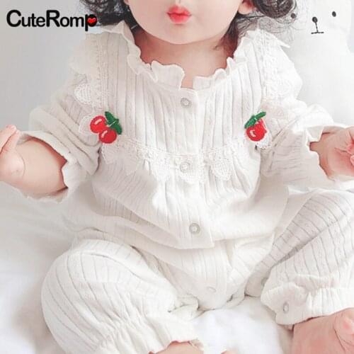 Lotus Girl Romper Cherry Lace Baby Girls Clothes Ruffle Onesie Toddler Outwear Ropa bebe fille For NewBorn Baby Infant Costume