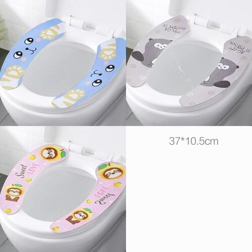 2pcs/3pcs Cartoon Cute Toilet Seat Cushion Winter Household Paste Plush Toilet Cover All Seasons Universal Waterproof Kawaii