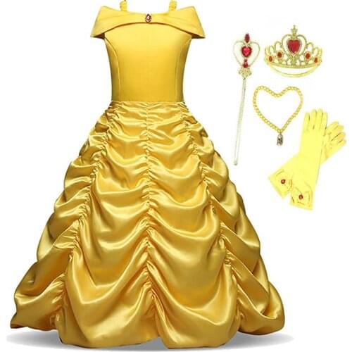 Beauty and the Beast Belle Princess Costume Girls Kids Child Halloween Fancy Dress Up Accessories 3-10 Years