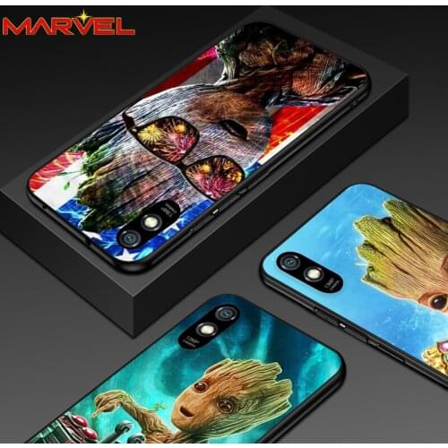 Groot Marvel Avengers for Xiaomi Redmi 10X Pro 9C 9A 9T 9 GO K40 K30 Ultra K20 8 7 S2 6 5 4X Pro Soft Black Phone Case