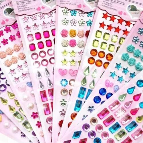 12 styles Acrylic Crystal Stickers Children Toys Sticker Decal Mobile PC Diamond Rhinestone Self Adhesive Scrapbooking Stickers
