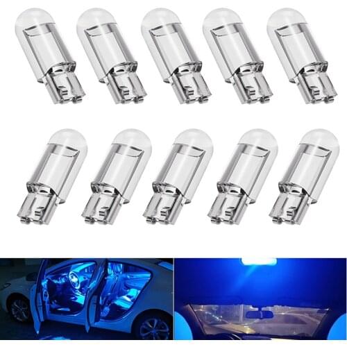 Niscarda 3000K 6000K W5W 194 T10 Glass Housing Cob LED Car Bulb White Ice Blue Red Wedge License Plate Lamp Dome Light