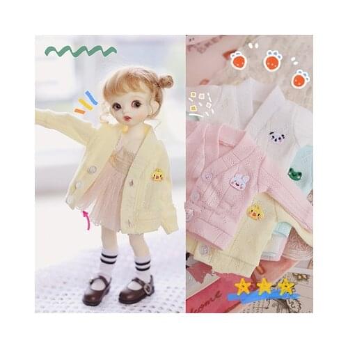 BJD doll cothing suitable for 1/4 1/6 MSD Size top cute rabbit Ji panda sweater cardigan coat coll accessories