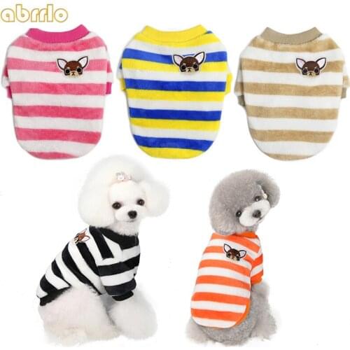 Puppy Dog Clothes Cat Sweater Fashion Cute Striped Pet T-shirt Doggy Pullover Warm Yorkie Jumper Small Dogs Costume Apparel