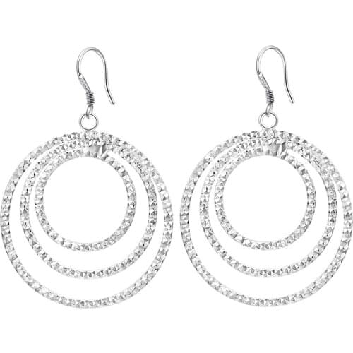 Wholesale fashion 925 Sterling silver earrings elegant cute hook women Charms wedding classic jewelry Round lovly gift LE054