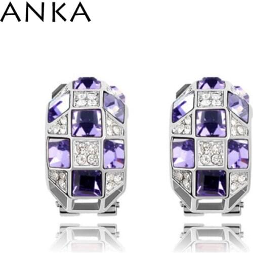 Wholesale rose gold or rhodium plated colorful queen clip earrings Crystals from Austria #86284