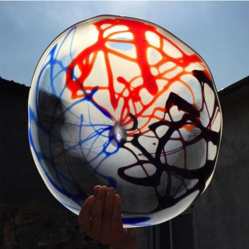 Wholesale Wedding Design Hand Made Blown Glass Flower Plates Modern Home Art Decoration Fancy Blown Murano Glass Wall Plates