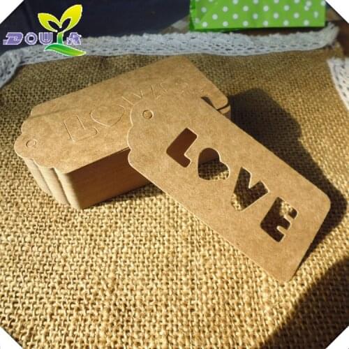 4.5X9.5Cm Baking Bag, Kraft Paper, Love Hollowed Out Hanging Brand Wedding Gift Logo Card