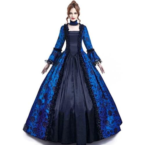 Medieval Gothic Queen Victorian Dress Lace Trim Bell Sleeve Ball Gown 18th Century Theatre Costume Womens Halloween Fancy Dress