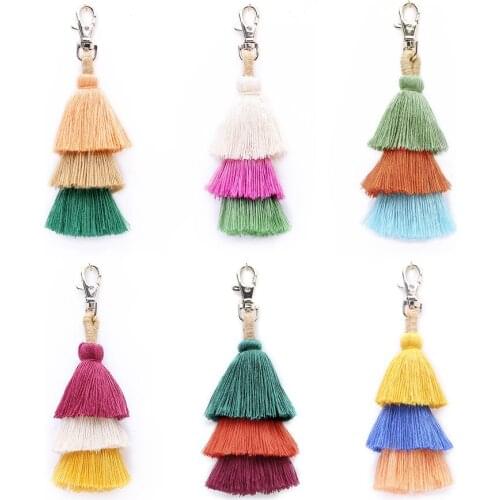 DIY Handmade Tassel Bag Pendant Ethnic Style Ornaments Fashion Cotton Thread Tassel Key Ring Bag Accessories Decoration Parts
