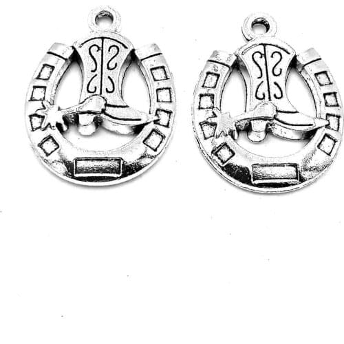20pcs Horseshoe high heels charms pendant 24x18mm antique silver ornament accessories jewelry making DIY base material