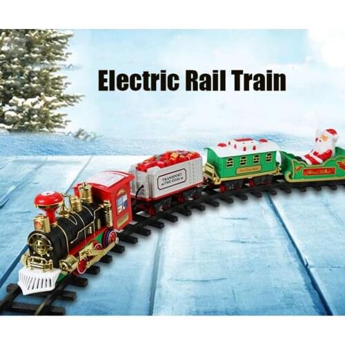 Christmas Gift Simulation Classical Remote Control Steam Train With Sound Track Battery Santa Claus Figures Toys for Children