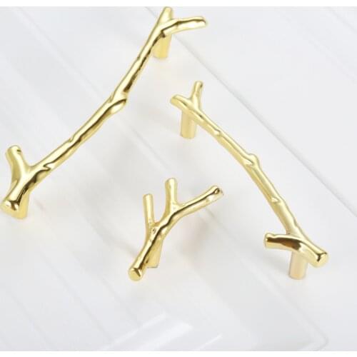 DRELD Tree Branch Cabinet Handle 96/128mm Gold Creative Kitchen Furniture Handles Drawer Knobs Door Pull Hardware for Home Decor