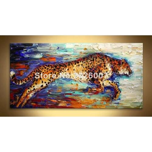 Hand Painted Palette Knife Abstract Oil Painting Cheetah Oil Texture On Canvas Modern Painting Decoration Fine Art