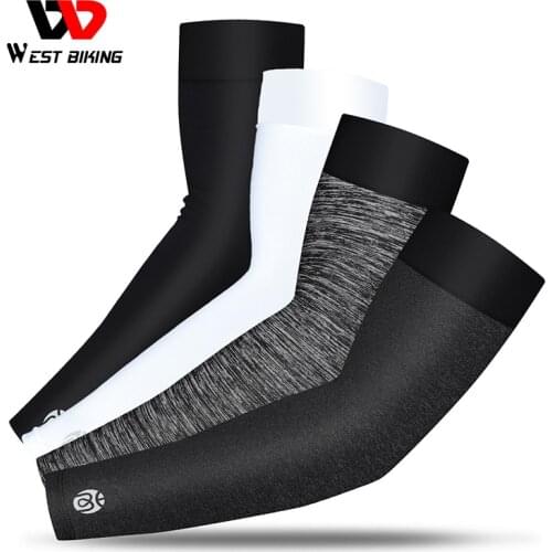 WEST BIKING Ice Fabric Breathable Running Arm Sleeves Camping Arm Warmers Basketball Sleeve Men Women Summer Sports Safety Gear
