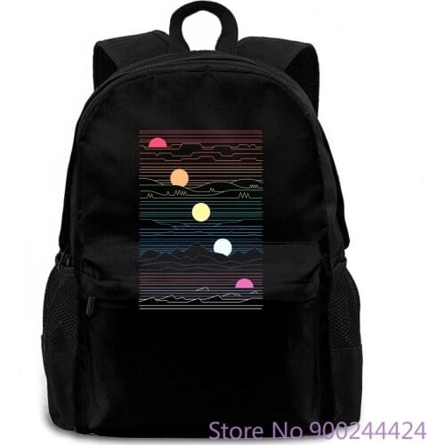 Multicolor Suns Moon Planets Lands Mountains Wos Cu Wo Unicorn Print women men backpack laptop travel school adult