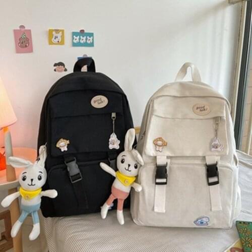 2021 Multifunction Double Zipper Women Backpack Teenager Girls Laptop Backpack Student Shoulder Bag Korean Style Schoolbag