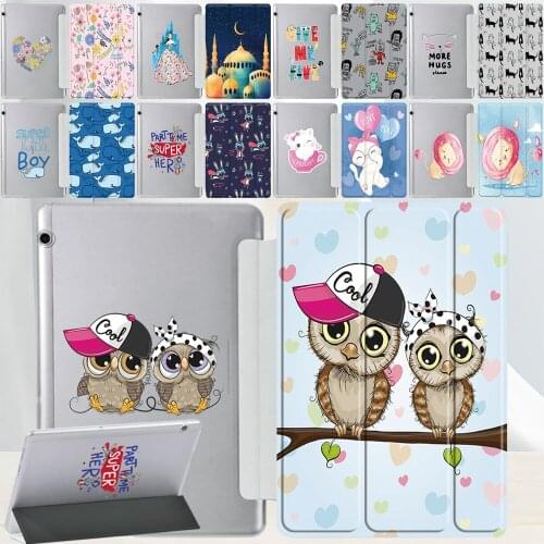 Folding Tablet Case for Huawei MediaPad T5 10 10.1"/MediaPad T3 10 9.6" Anti-fall Adjustable Leather Stand Tri-fold Cover Case