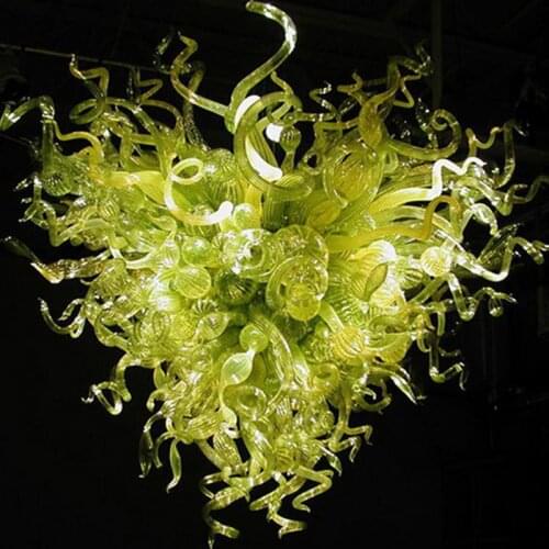 Modern Chandeliers Lamp Green Color 48 Inches Mouth Blow Glass Pendant Light Fixtures for Living Room Kitchen Decoration