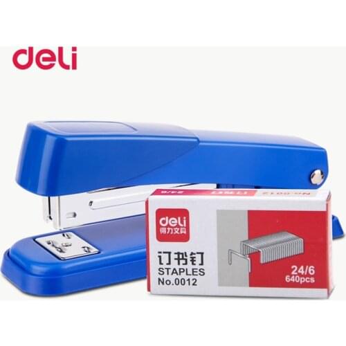 Deli Geometric Manual Standard Stapler 24/6 Size Blue Color Staples Supplies Stationery 50 Degrees Manual Metal Deli Stapler