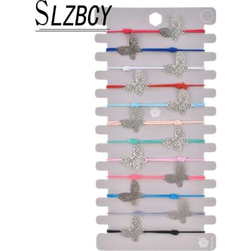 Women 12 pcs/set Hollow Butterfly Charm Elastic Rope Bracelets Set Animal Owl Leaf Round Bracelet Yoga Anklet Fashion Jewelry