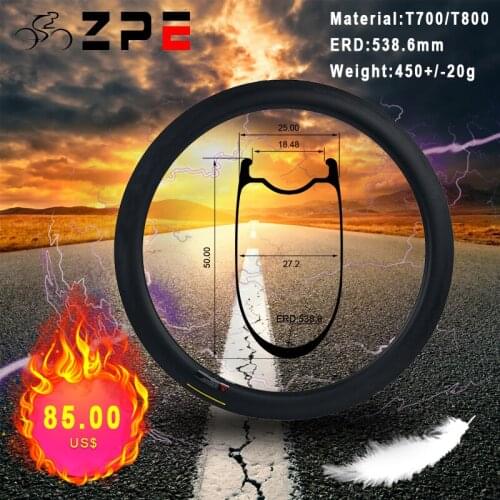 ZPE carbon fiber road bike rims Disc brake 50mm Road Bike UD Matte Tubular For Bicycle Wheels