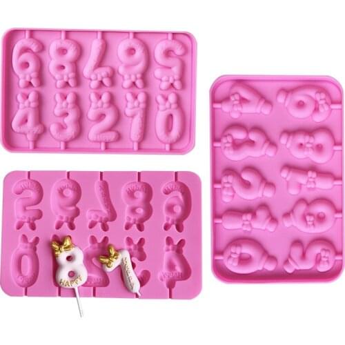 0-9 Numbers Shapesilicone Mould Hand Made Sucker Sticks Chocolate Cake Party Decoration Birthday Candle Grinding Tool