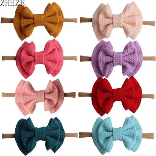 10Pcs/Lot Nylon Headbands 3.5'' Double Layer Hair Bows Hairband 2021 New Solid Elastic Kids DIY Fashion Hair Accessories Mujer