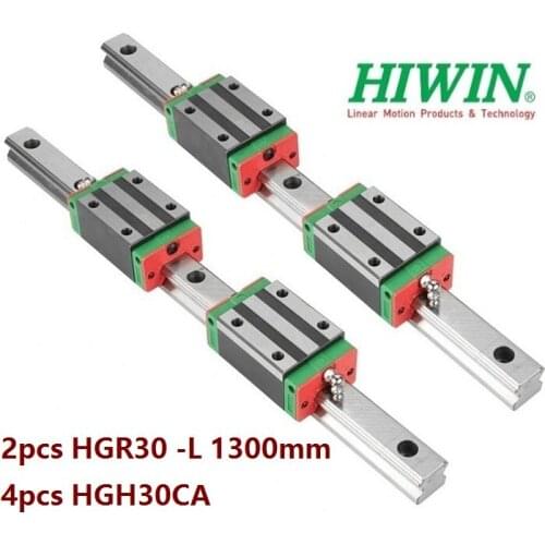 2pcs 100% Original New Hiwin HGR30 -L 1300mm linear guide/rail + 4pcs HGH30CA linear narrow blocks for CNC router