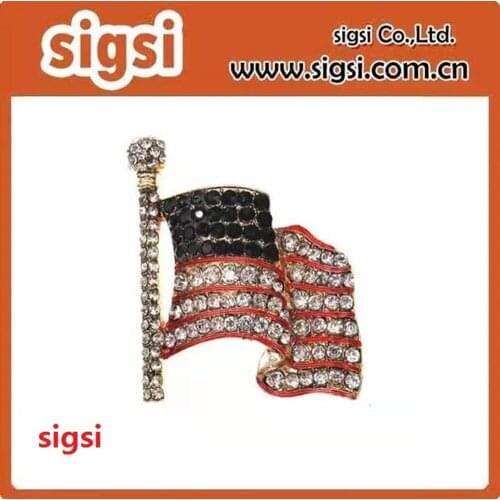 100pcs Rhinestone US Flag Brooch pin for gift/party