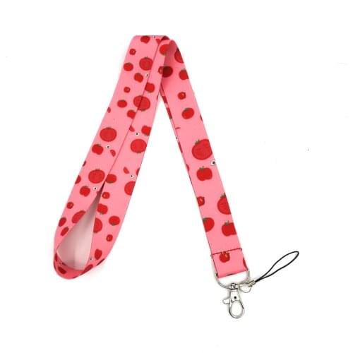 10Pcs Cute Tomatoes Neck Strap Keychain Lanyard for Keys Women ID Card Badge Holder Mobile Phone Hang Rope Ribbon Accessories