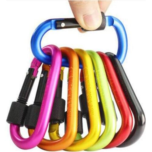 3pcs Outdoor Climbing Carabiner Aluminum Alloy D Snap Clip Hooks Keychain 8cm Locking Buckle Camping Hiking Quickdraws