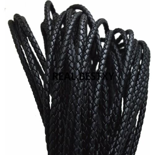 5m/lot approx: 4mm black Braided Leather Bracelet Findings Round Leather Jewelry Cord String Rope DIY Necklace Bracelet Making
