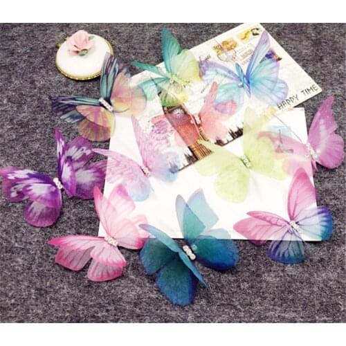 5 Pcs 3D butterflies lace applique Colorful Flying butterfly lace patch For DIY Baby Headbands Wedding Dress Earring Necklace