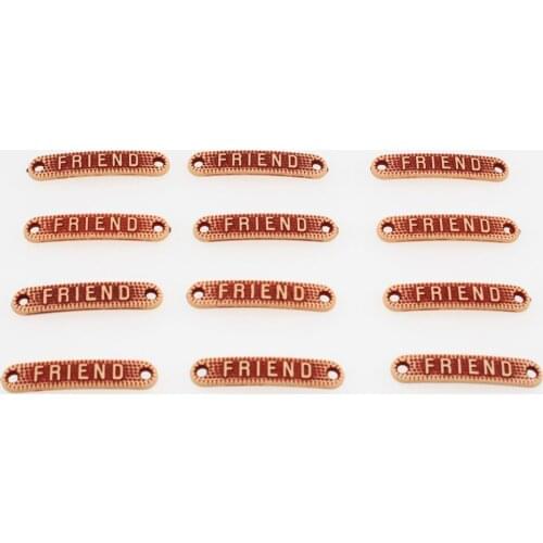 CHONGAI 50Pcs "FRIEND" Strip Acrylic Beads Imitation wood colors For Jewelry Making DIY Bracelet Making 40x8.5mm