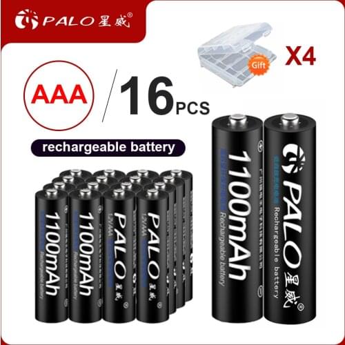 PALO 100% Original 16pcs/lot 1.2V 1100mAh NI-MH AAA rechargeable battery for MP3 MP4 Microphone for toy car batteries