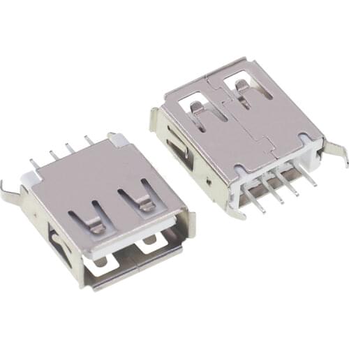 Free shipping 50PCS AF 13.0 A Type Vertical Curved Pins USB Female Socket 180 Degree Straight Plug Vertical AF Mother Head 13.0