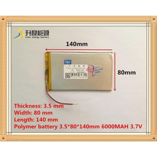 Free shipping bom qulity 3.7v 6000mah( real 6000mah) bateria li-ion v88 v971 m9 , tablet pc, 3.5*80*140mm