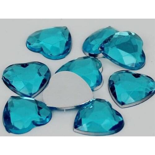 4-30MM Loose DIY Bling Aqua Blue Heart Shape Acrylic Rhinestones Flatback Acrylic Stones no Glue for Hand Craft Arts Decoration