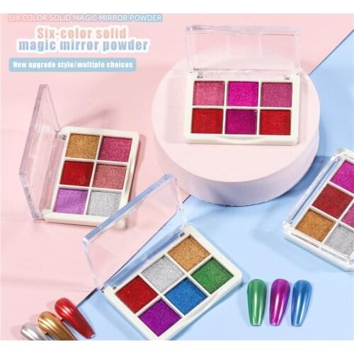 6 Colors Nail Glitter Powder lasting Neon Shimmer Pigment Manicure Art Mirror Nail Powder Glitter Nail Chrome Pigment Dust
