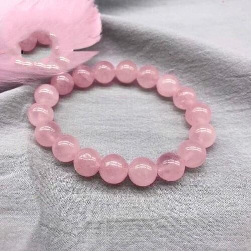 4mm 8mm Women Bracelet Jewelry Pink Rose Color Quartz Bracelet Natural Crystal Ethnic Chakras Bead Pulseira Feminina Lover Gifts
