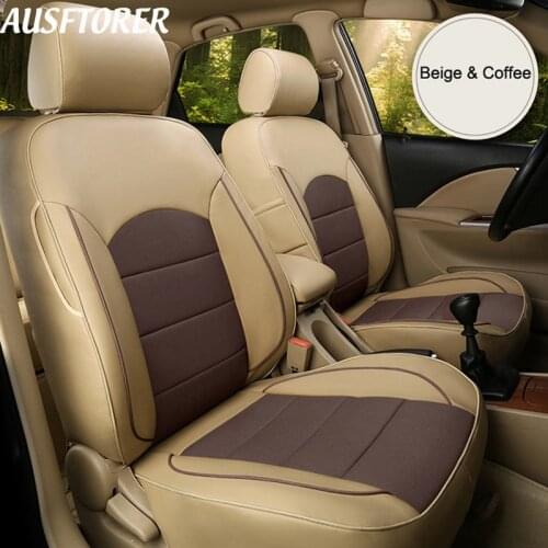 AUSFTORER Cowhide Automobiles Seat Covers for Land Rover Freelander 2 Car Seat Cover Leather Seats Cushion Protector Accessories
