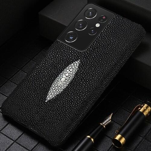 Genuine Stingray Leather Phone Case for Samsung galaxy S20 Ultra S20 FE S8 S9 S10 S21 Plus Note 20 10 9 A50 A72 A71 A51 A52 M31
