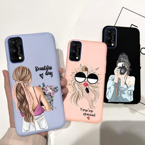 For Realme 7 Pro Case Cuty Girl Pattenr Soft Silicone Phone Case For OPPO Realme7pro 7 pro RMX2170 Back Cover Shockproof Bumper