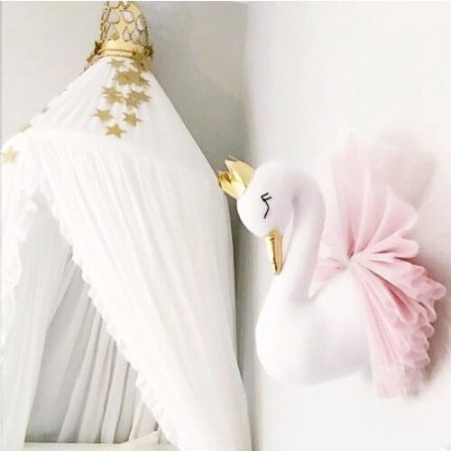 Baby Room 3D Crown Swan Mural Childrens Room home accessories Decoration Swan Girl Bedroom Decoration Animal Head Wall Nordic