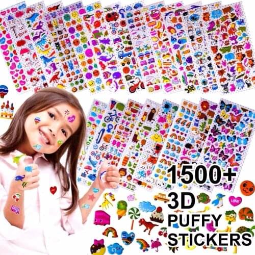 Stickers for Kids 1500+, 20 Different Sheets, 3D Puffy Stickers, Bulk Kids Stickers for Scrapbooking, Girl Boy Birthday gift