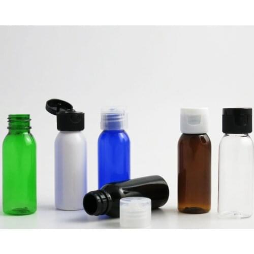 50 x 30ml Travel PET Plastic Cream Bottle with White Black Clear Flip Top Cap Insert Set 1oz PET Cosmetic Shampoo Containers