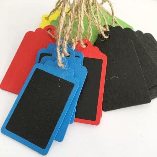 10pcs Scallop Head Mini Chalkboard Place Cards Wooden Hanging Blackboard Wedding Party Table Number Place Tag Rectangular