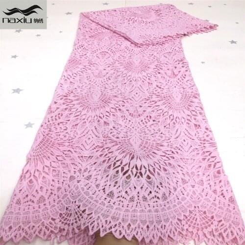 Madison Guipure Cord Lace Fabric 2020 African Lace Fabric Pink Color Water Soluble Cord Laces for Nigerian Party Dress