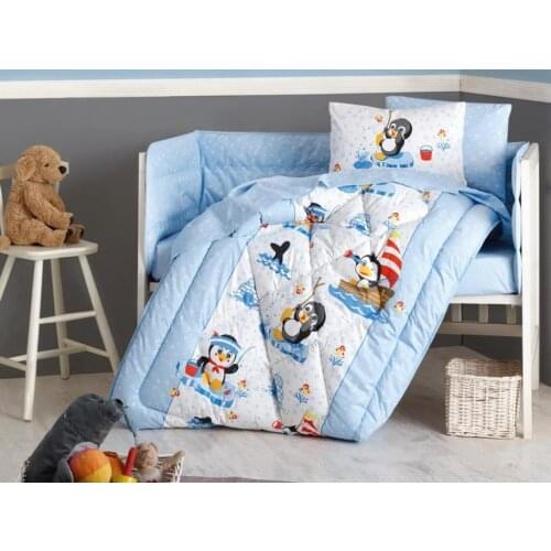 Cotton Box Baby bed Set Penguin Blue